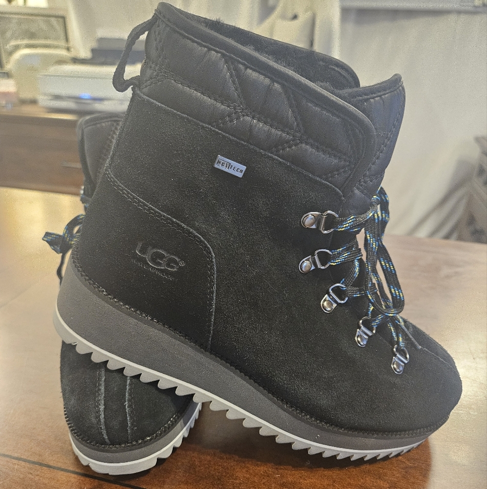 UGG Black Birch Waterproof Lace-Up Boots